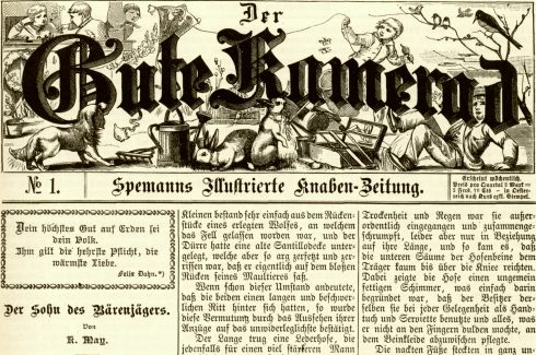 "Der Sohn des Bärenjägers" in der ersten Ausgabe der Zeitschrift "Der Gute Kamerad", 1887